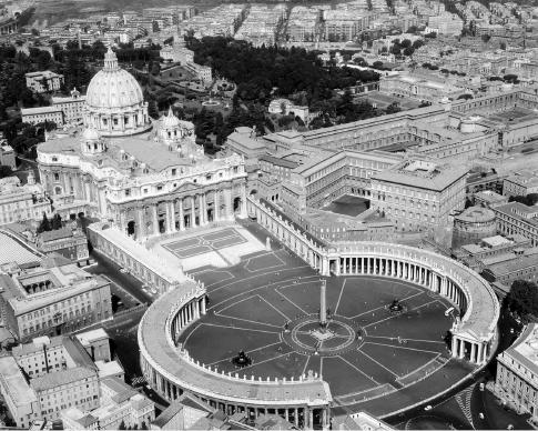 []{#c10752_007.xhtml#fig_009}[[Figure 7.9](#c10752_007.xhtml#fig_009a)]{.figureLabel} Saint Peter's Basilica completed in 1626 (Corbis).