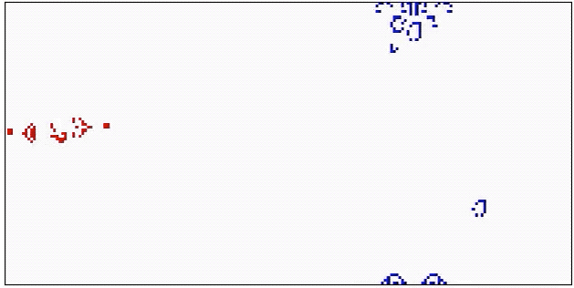 Example match of the Adversarial Game of Life