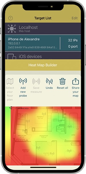 iPhone running WiFi Map Explorer