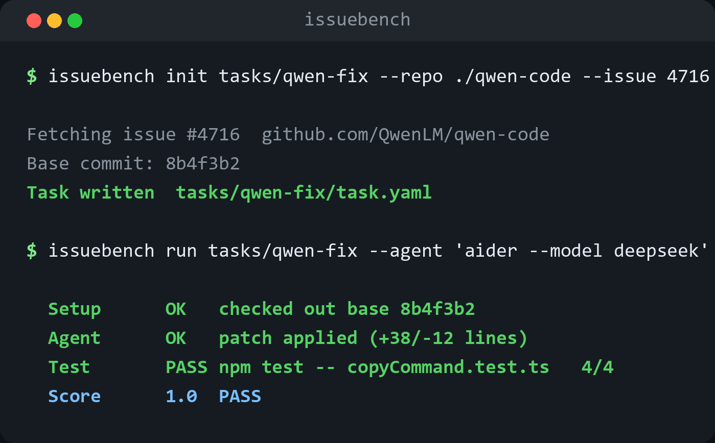 issuebench init and run