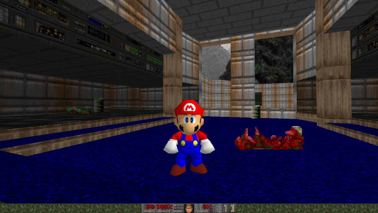Super Mario 64 in Doom: gzdoom-sm64 swaps the Doom marine for N64 Mario, full moveset and all