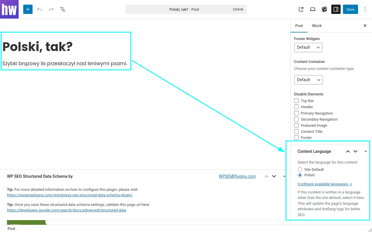 Ad-hoc content in a different language with proper SEO markup