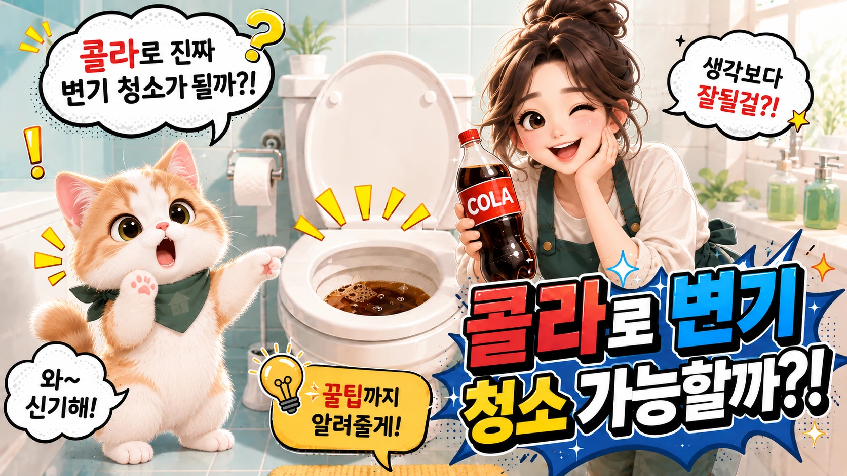 힐링마마와 손녀가 콜라로 변기 청소가 가능한지 재미있게 묻는 대표 이미지