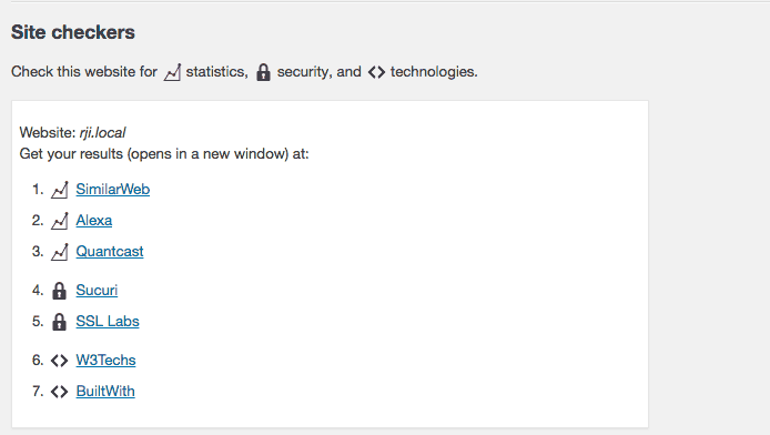 You also get links to results at website-checking services.