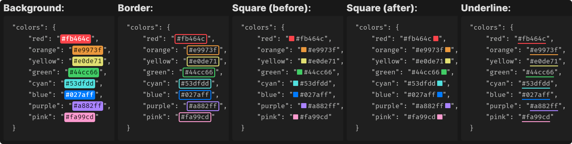 Color Highlighter highlight styles