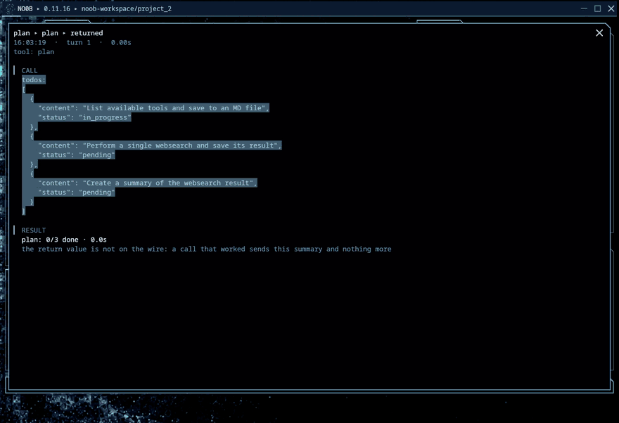 An activity row clicked open, showing the whole websearch call and its result