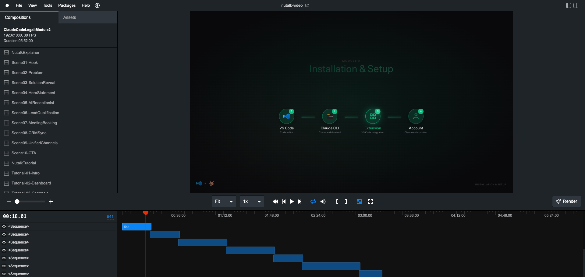 Remotion Studio editing Legal Course Module 2