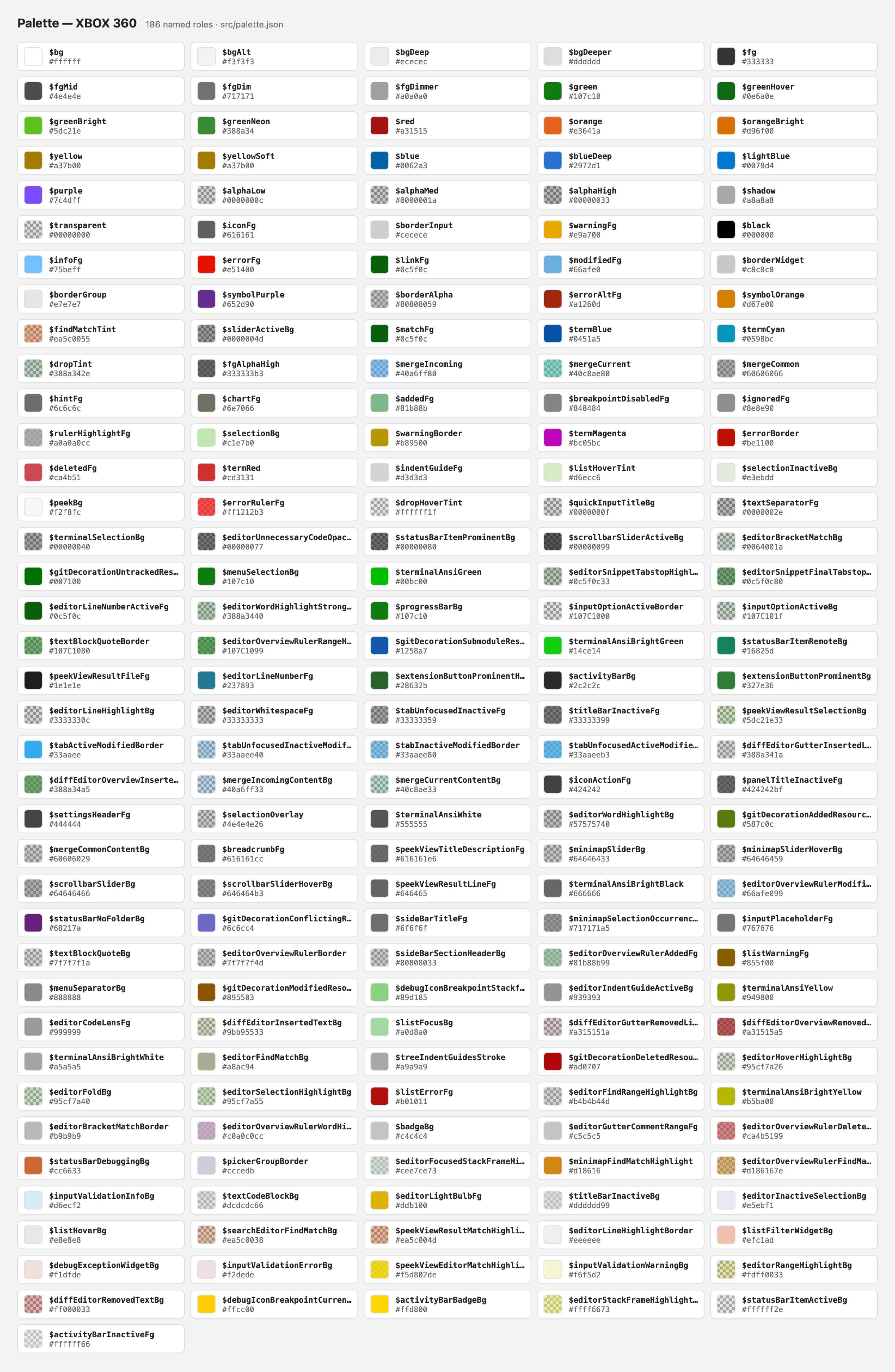 XBOX 360 (2005) palette