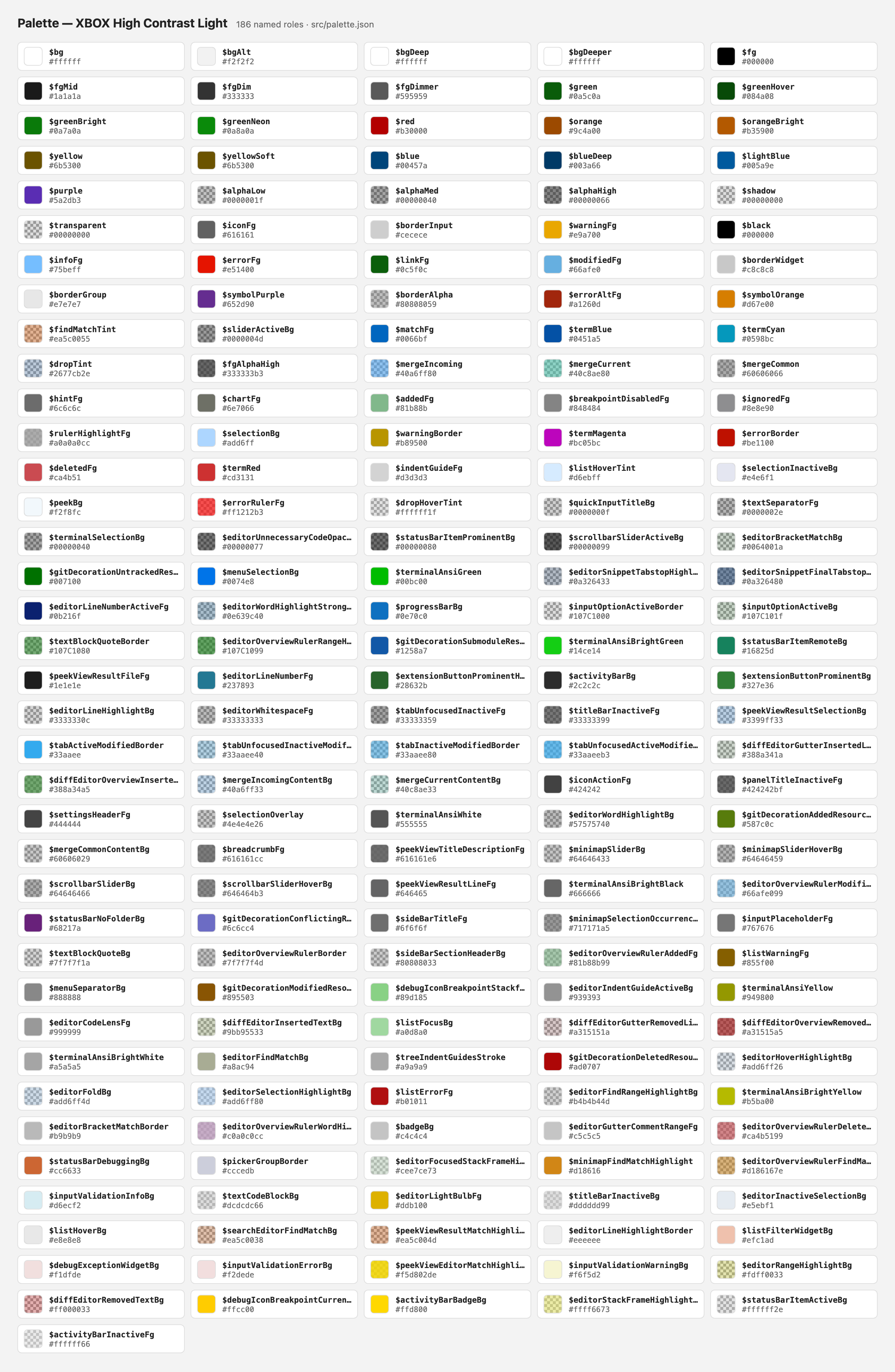 XBOX High Contrast Light palette