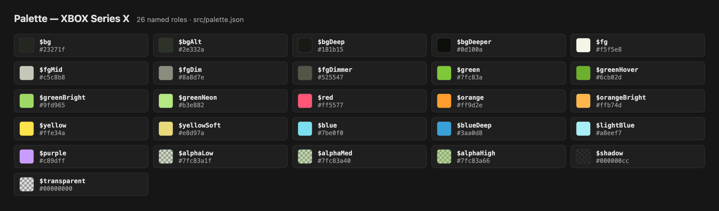 XBOX Series X (2020) palette
