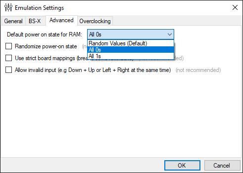 Mesen-S Emulation Settings