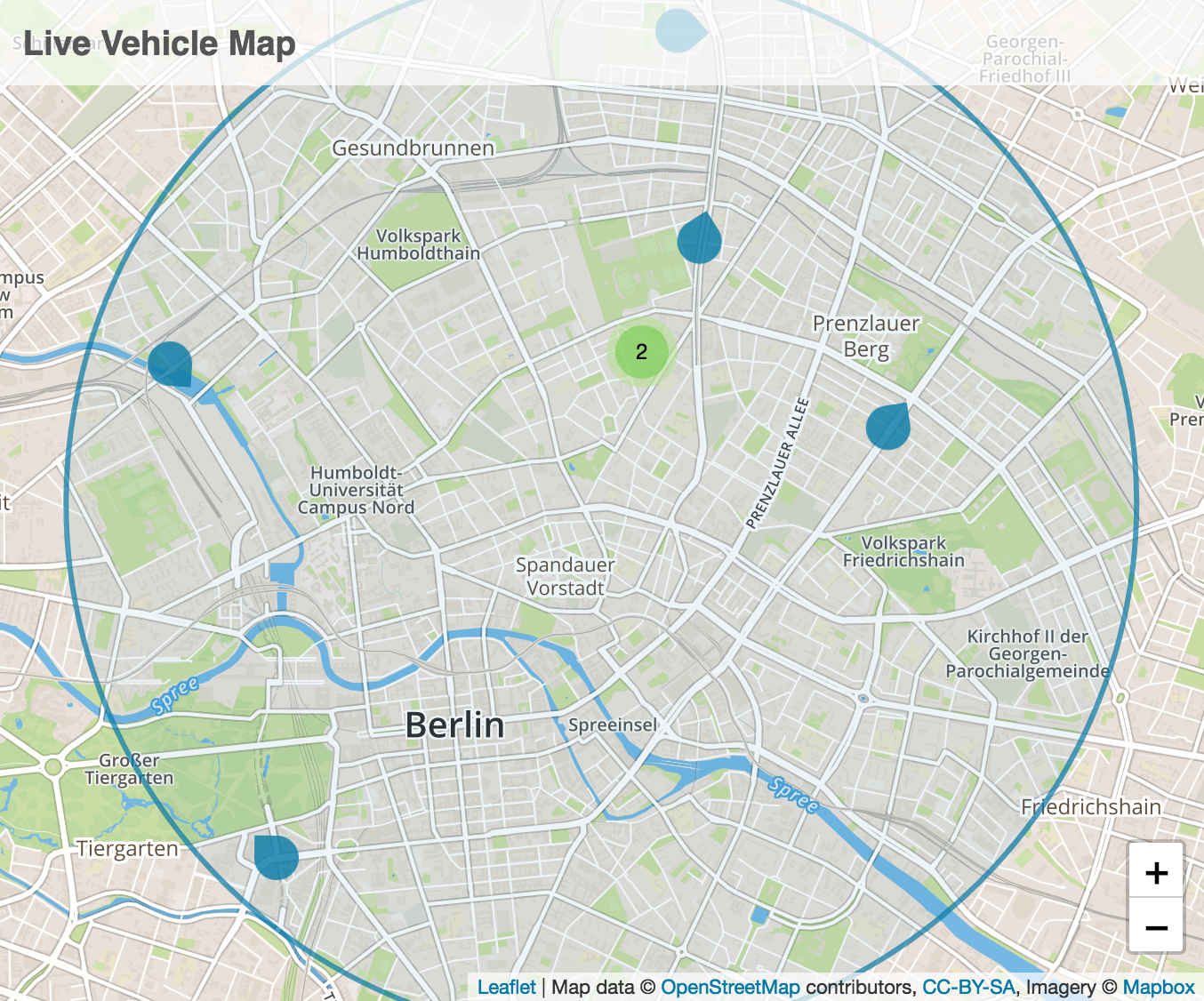 Vehicle position data visualized on a map