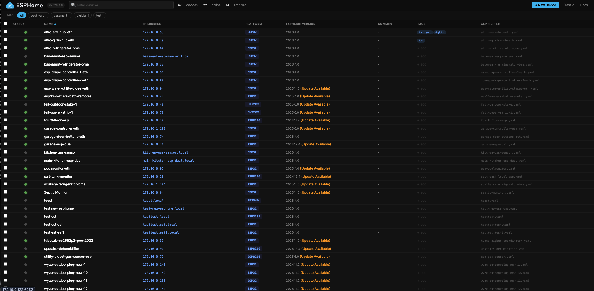 Main dashboard