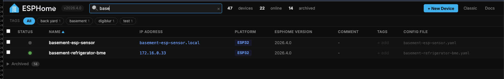 Search and tag filter