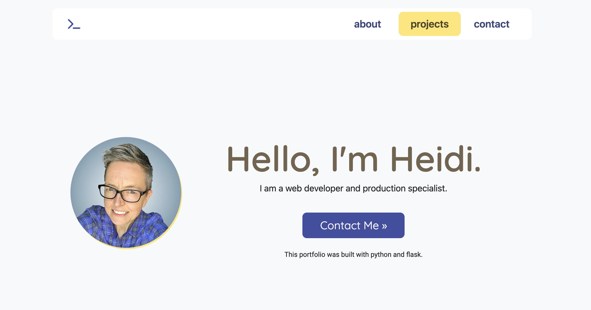 screenshot of web development portfolio built with Python