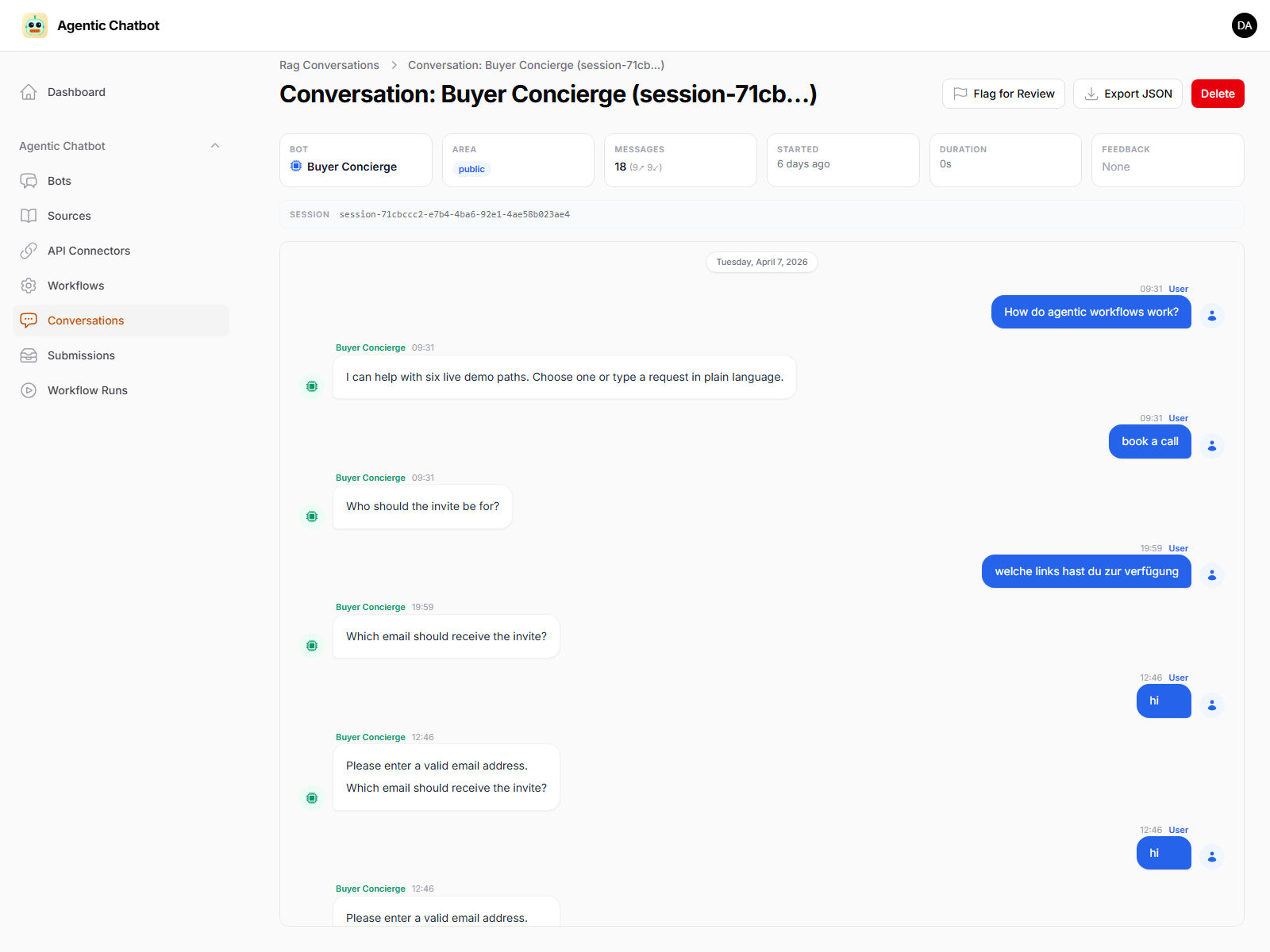 Conversation transcript