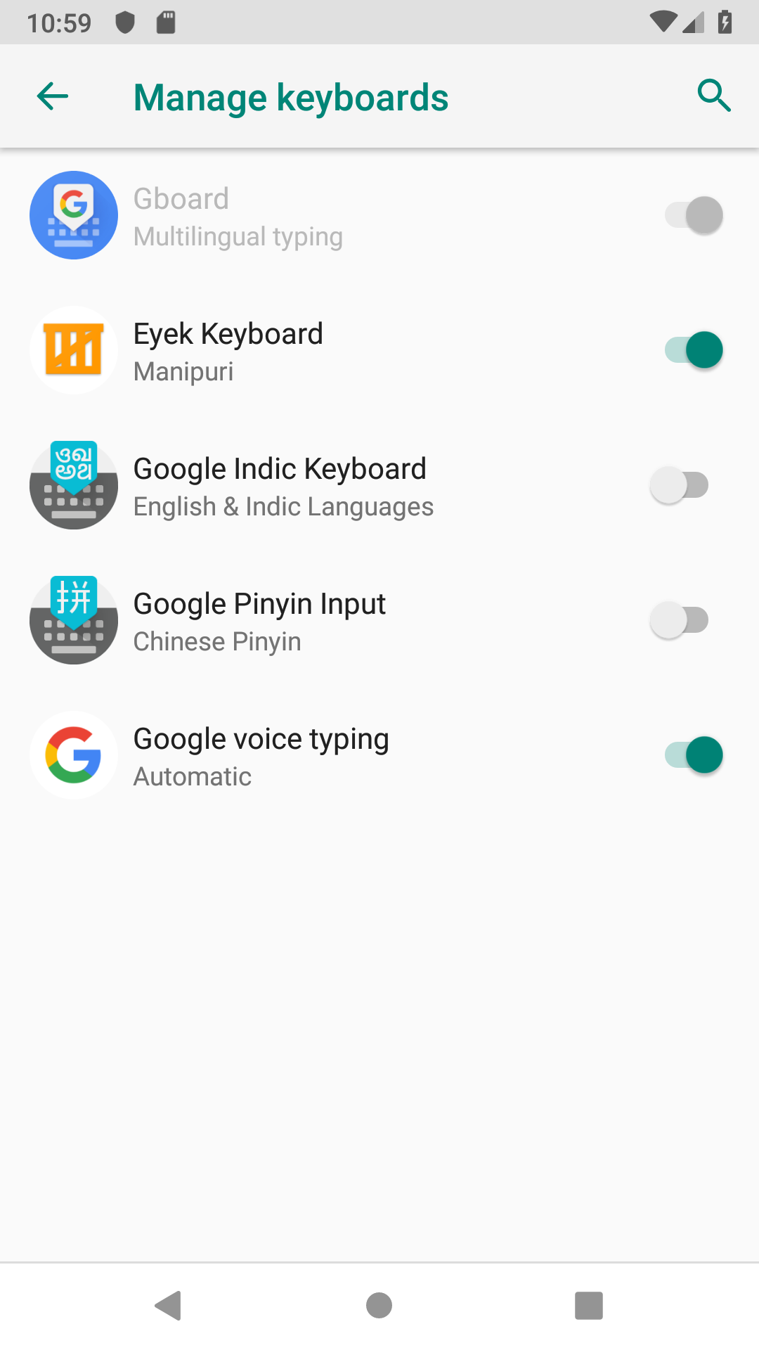 Keyboard input settings