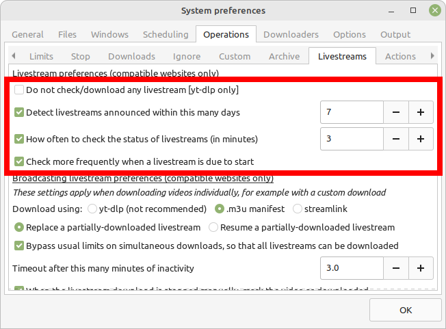 Livestream preferences