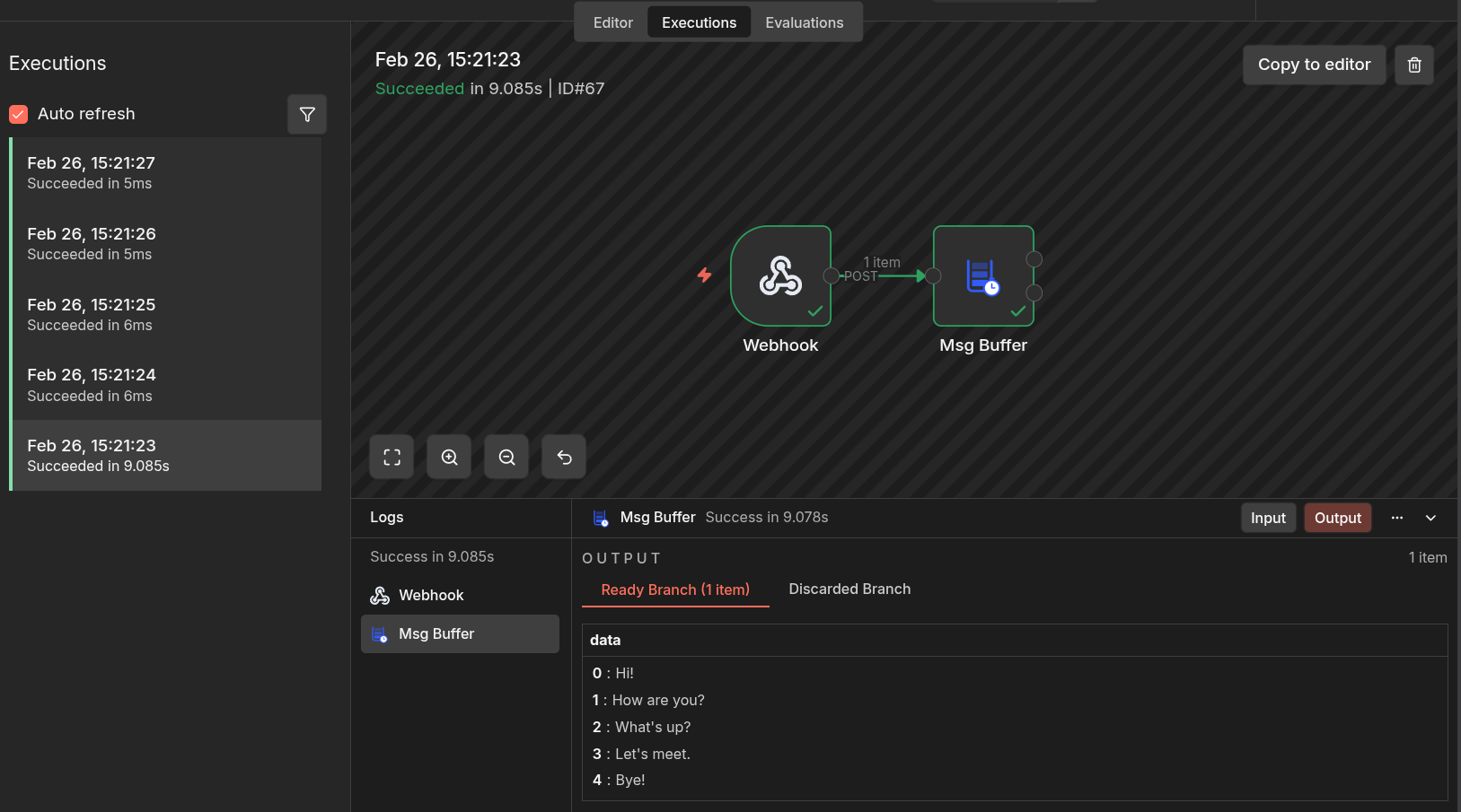 Screenshot of example workflow