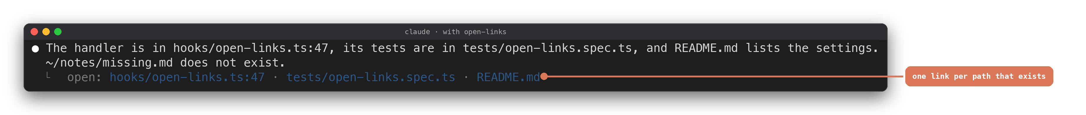 open-links running in Claude Code