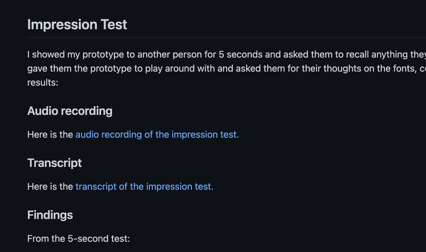 Impression test screenshot