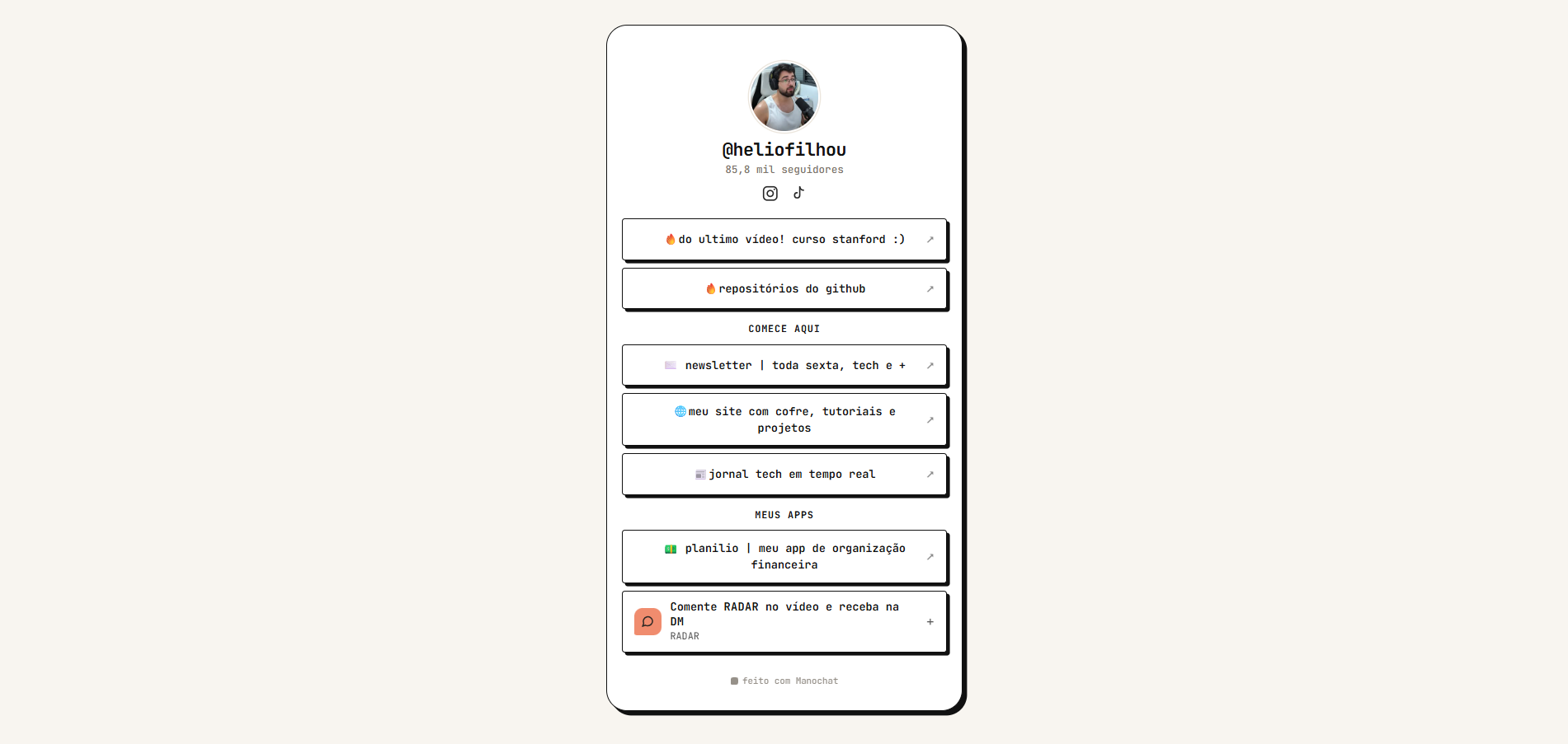 Página de bio publicada