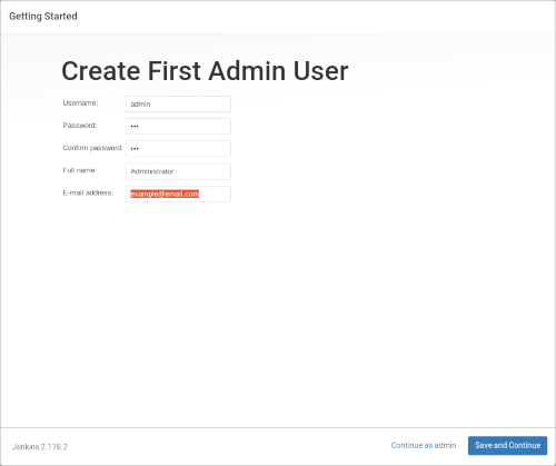 Create First User Admin