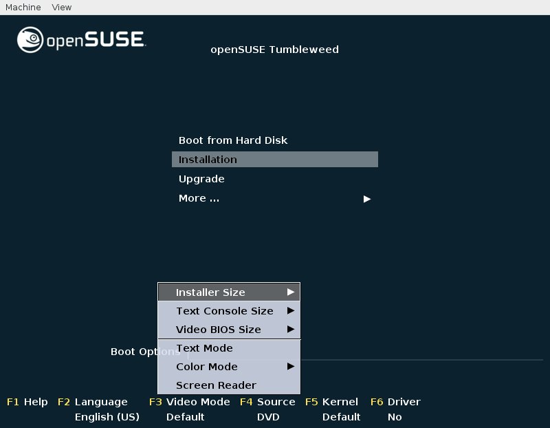 openSUSE Tumbleweed boot screen