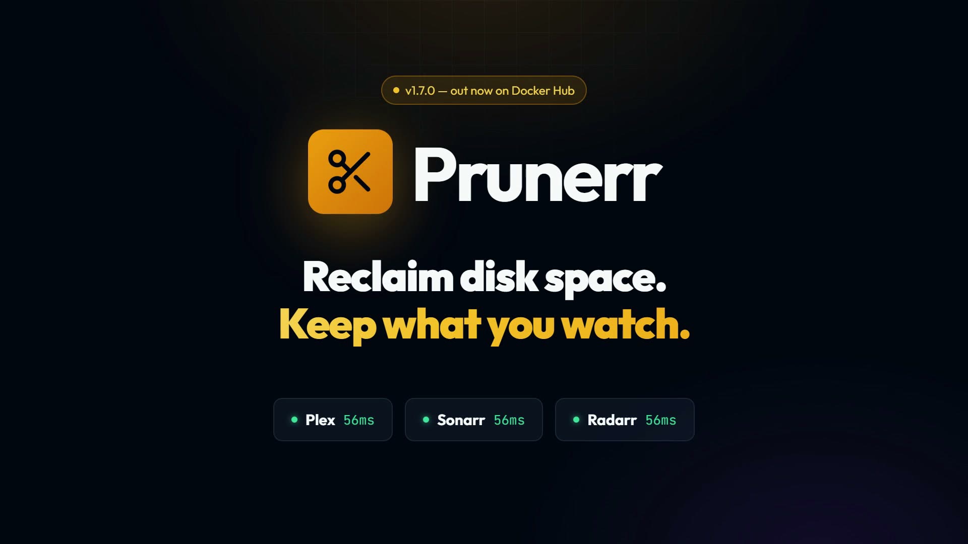 Prunerr — Reclaim disk space. Keep what you watch. Click to watch a 20-second overview.