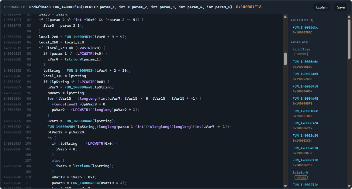 The decompiler view