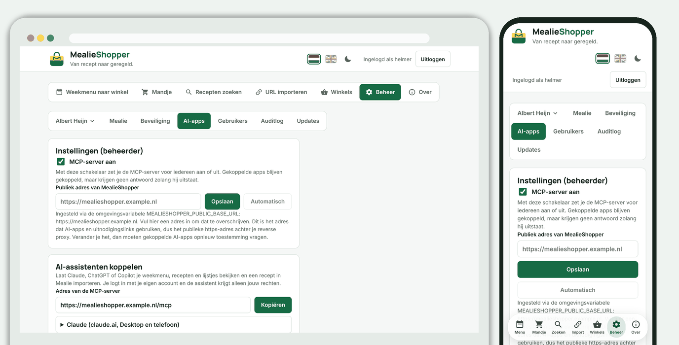 Profiel, AI-apps: het adres van de MCP-server en uitleg per assistent