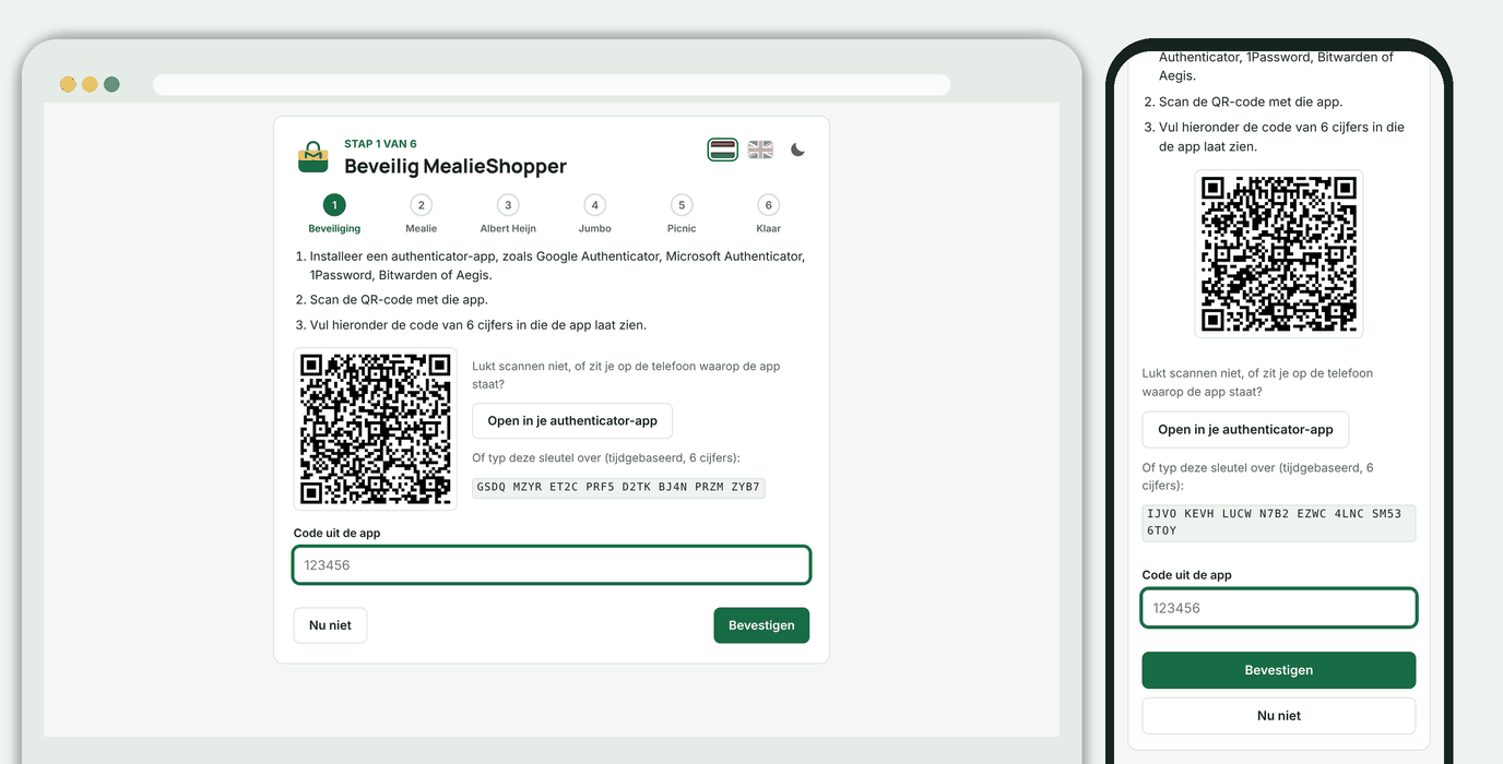 Tweestapsverificatie instellen met een QR-code