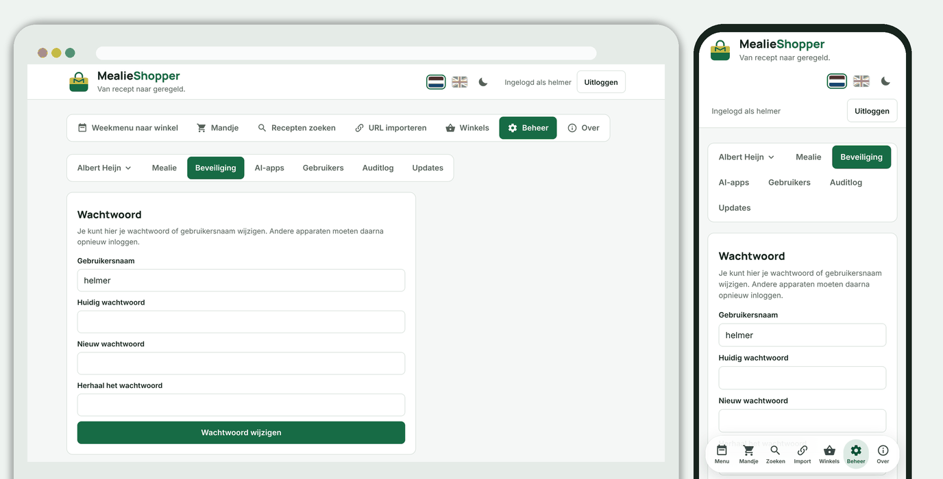 Profiel, Beveiliging: wachtwoord, tweestapsverificatie en passkeys