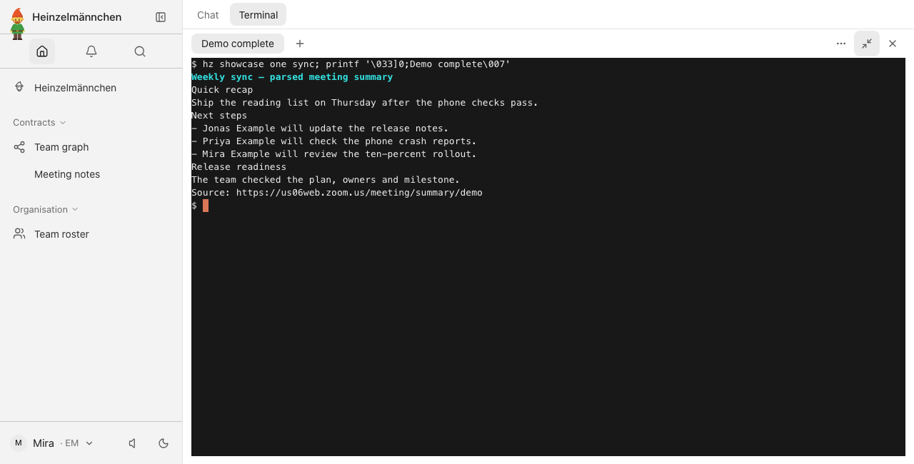 Decisions and next steps from a summary email — fixture-only requester, real Zoom parser