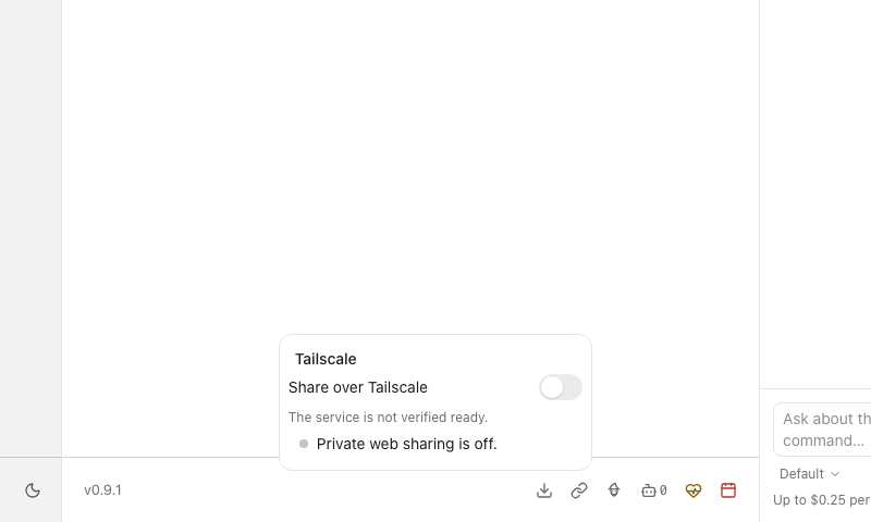 Turn private sharing off explicitly — local Tailscale fixture