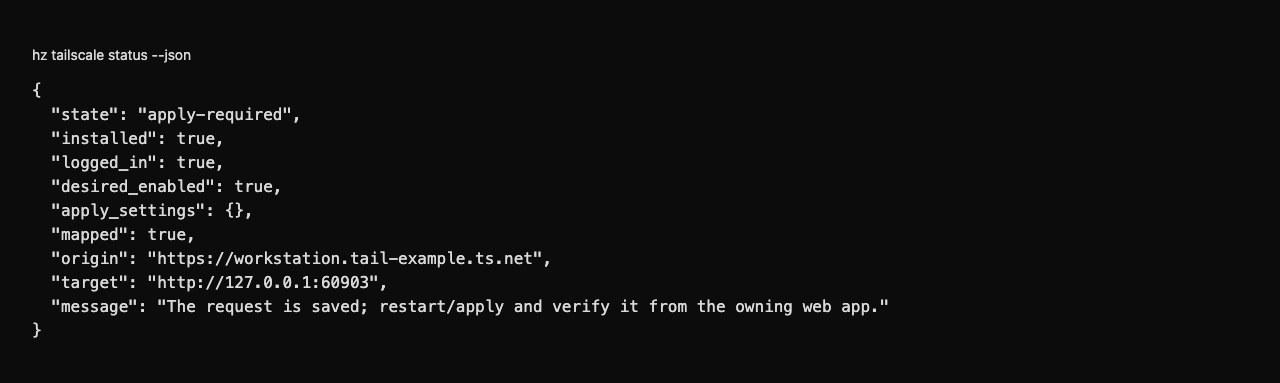 Inspect the saved sharing request from a separate CLI process — local fictional network