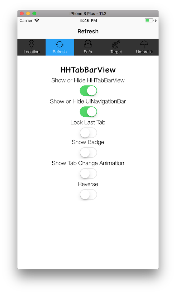 HHTabBarView top position