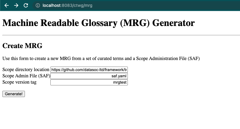 MRG form in Chrome browser