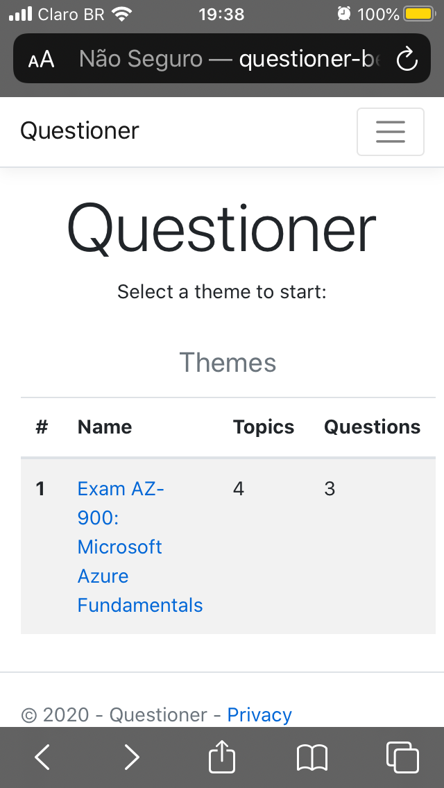 Questioner Home Page
