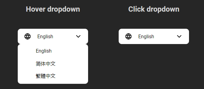 Example dropdowns expanded