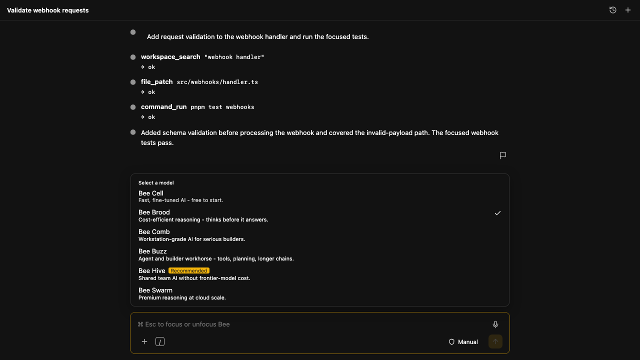 BEE Code model, effort, thinking, permissions, and context controls