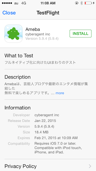 Install Beta App in TestFlight