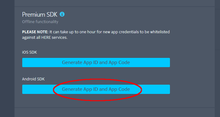Generate App ID and App Code