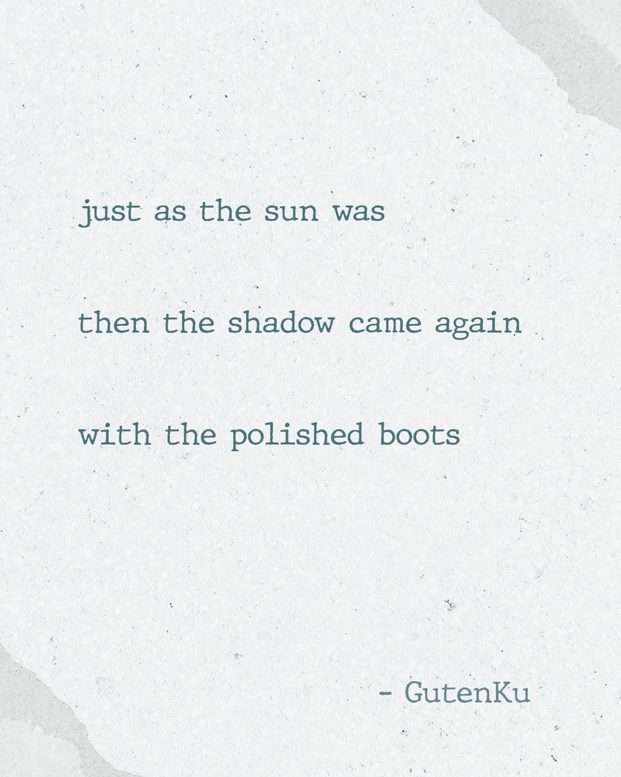 Today’s haiku card from GutenKu: three verses set over an ink painting