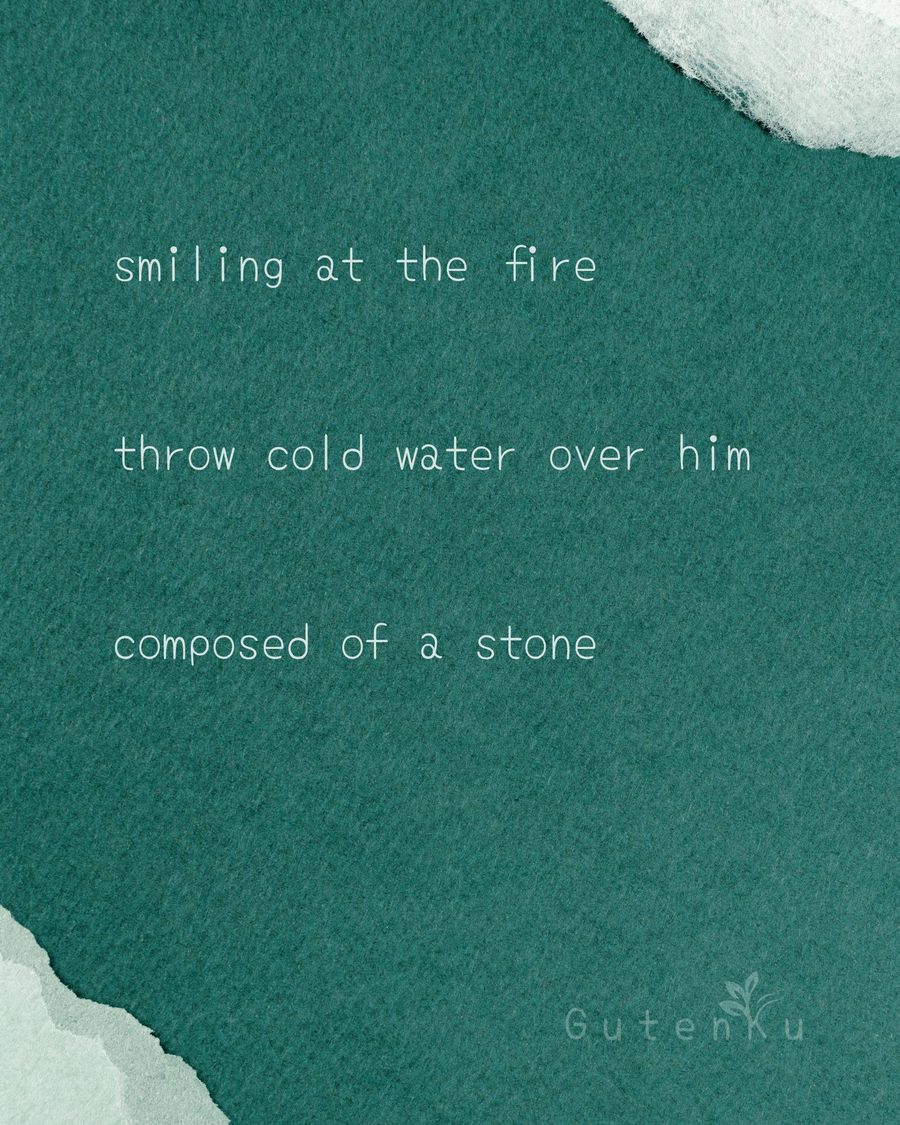 Today’s haiku card from GutenKu: three verses set over an ink painting