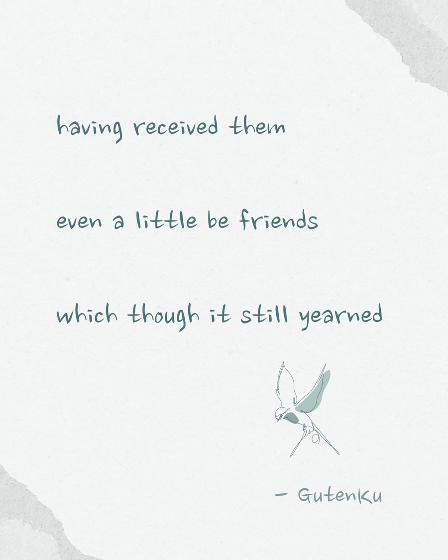 Today’s haiku card from GutenKu: three verses set over an ink painting