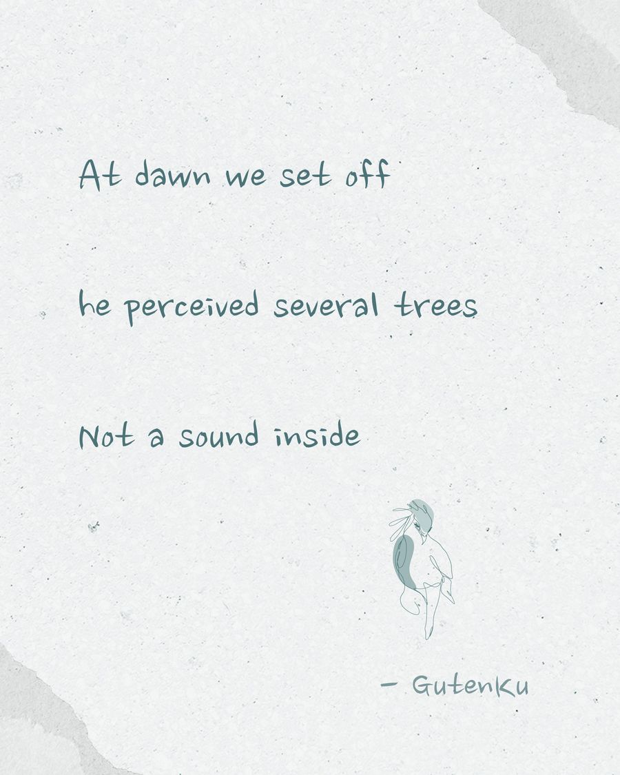 Today’s haiku card from GutenKu: three verses set over an ink painting