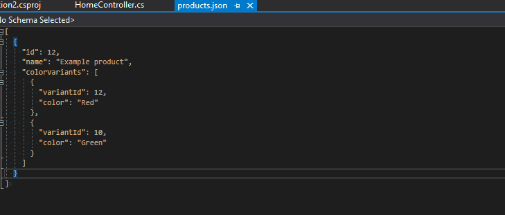 Json configuration feature example