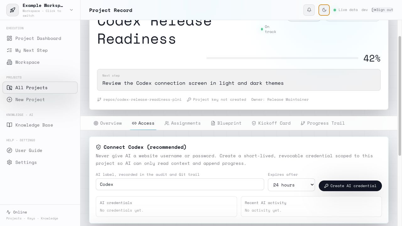 Codex and Claude Code project connection in light mode
