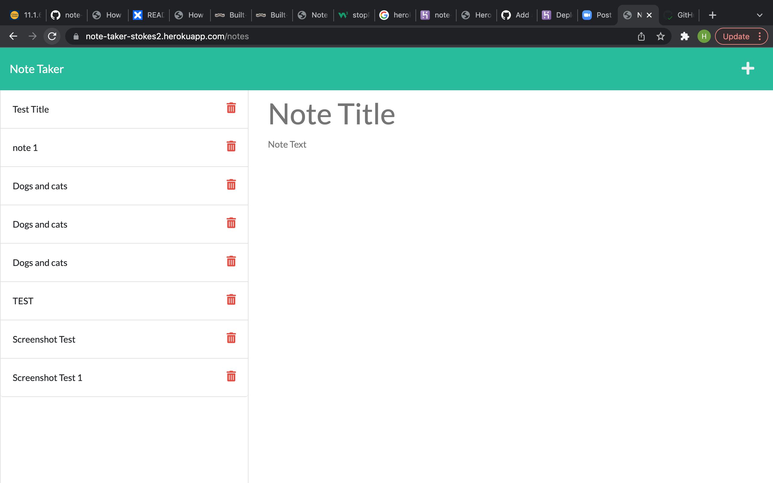 Note-taker Heroku Deployment